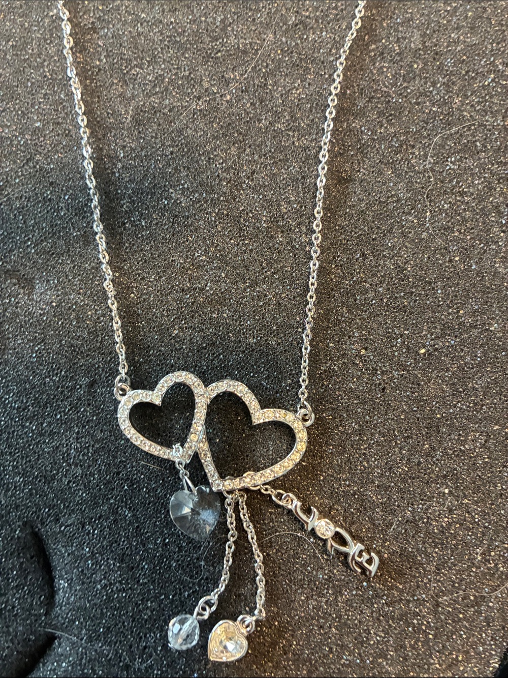 Swarovski Gold Double Heart Dangle Necklace